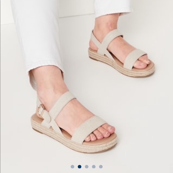 Old Navy Faux-suede Espadrille Flatform Sandals in black size 8 - Picture 2 of 11